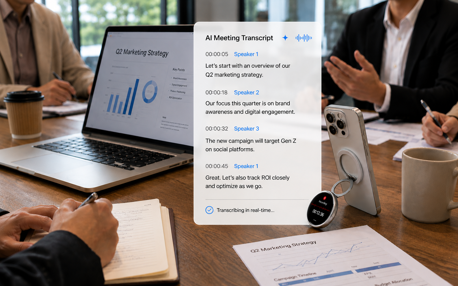 MagScreen X recording meeting audio and converting speech to text