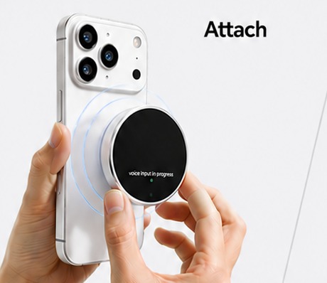 MagScreen X magnetically attaching to the back of an iPhone