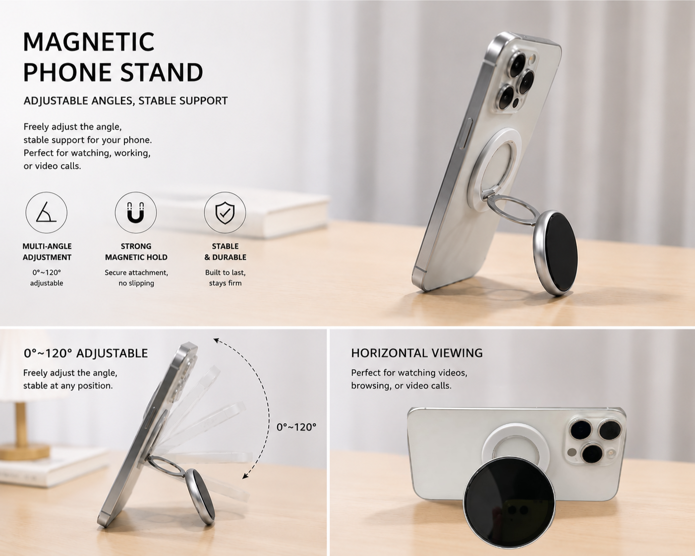 MagScreen X magnetic phone stand with adjustable angles and stable support